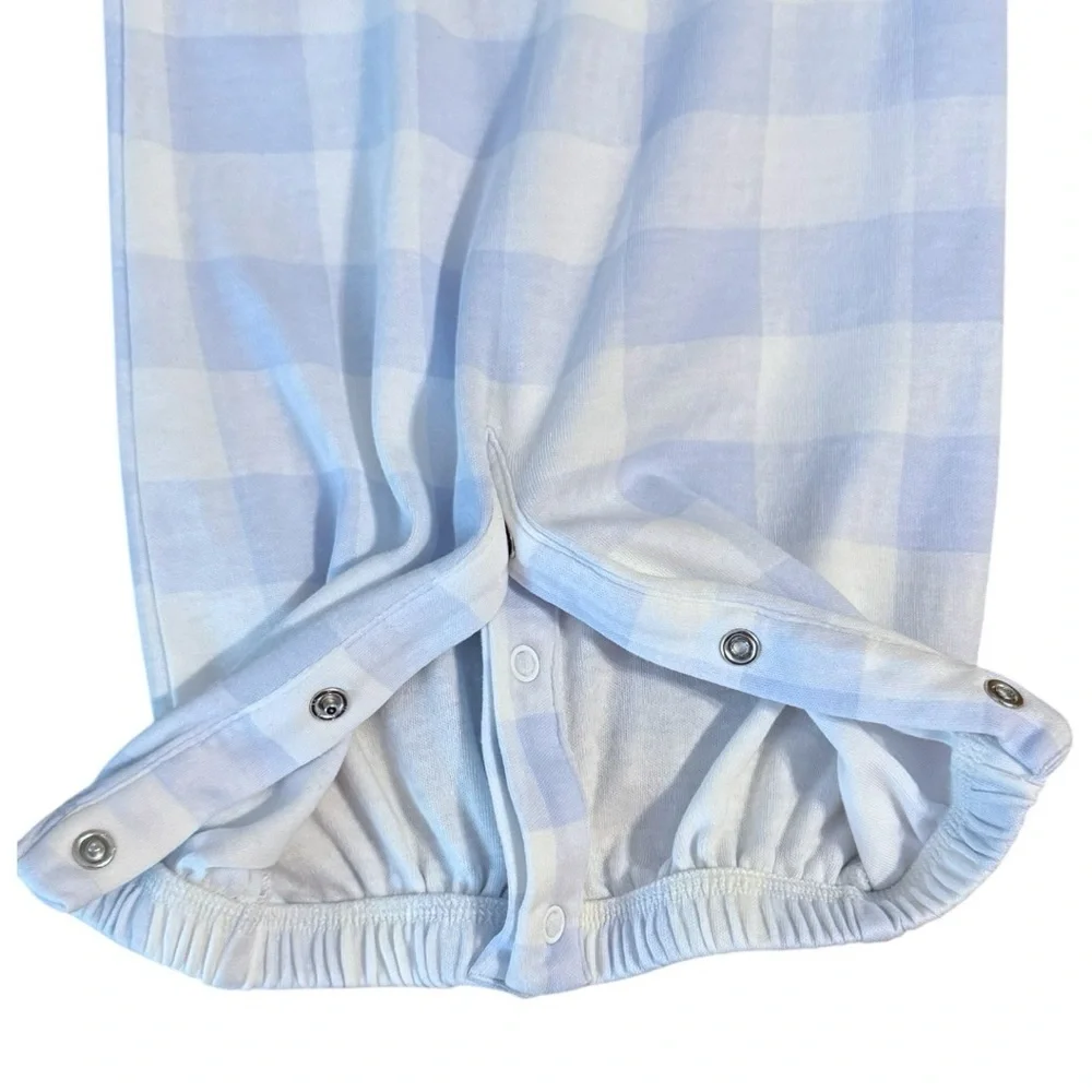 Mud Pie French Knot Bunny Convertible Gown 0–3M Blue Gingham Baby Easter Outfit